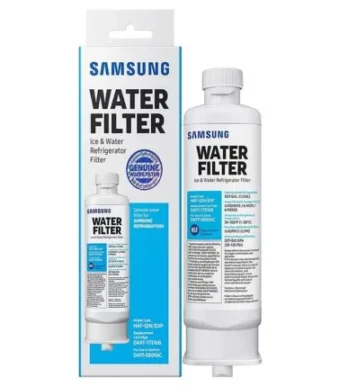Genuine Samsung DA97-17376B HAF-QIN refrigerator water filter replacement cartridge single pack.