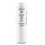 Detailed view of a single Everydrop EDR4RXD1 filter standing upright, highlighting the green alignment cap and certification for reducing lead, pesticides, and pharmaceuticals.