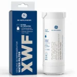 GE XWF refrigerator water filter replacement cartridge with its retail packaging