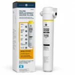GE FQK1K under-sink water filter cartridge with retail packaging — front view