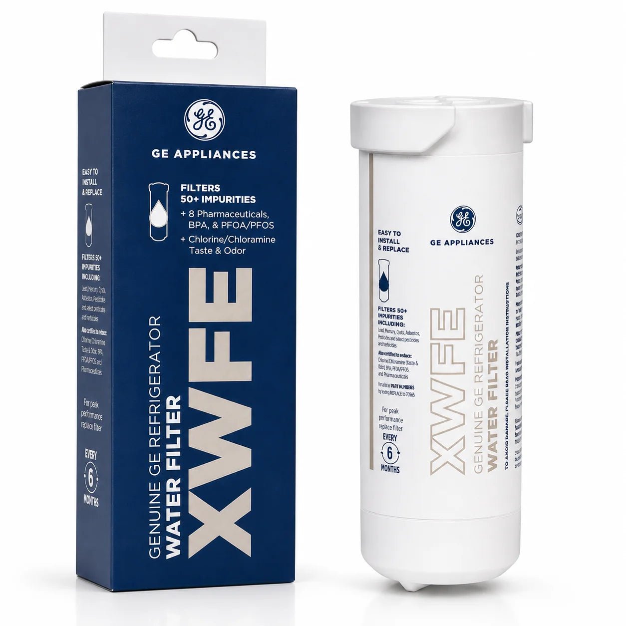 01 GE XWFE refrigerator water filter — front view
