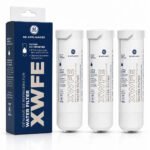 GE XWFE refrigerator water filter — three cartridges with packaging
