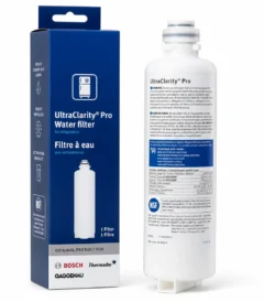 Bosch BORPLFTR50 UltraClarity Pro water filter cartridge with its retail box