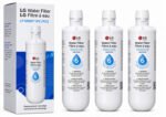 LG LT1000P refrigerator water filter — three cartridges with packaging